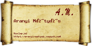 Aranyi Mátyás névjegykártya