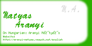 matyas aranyi business card